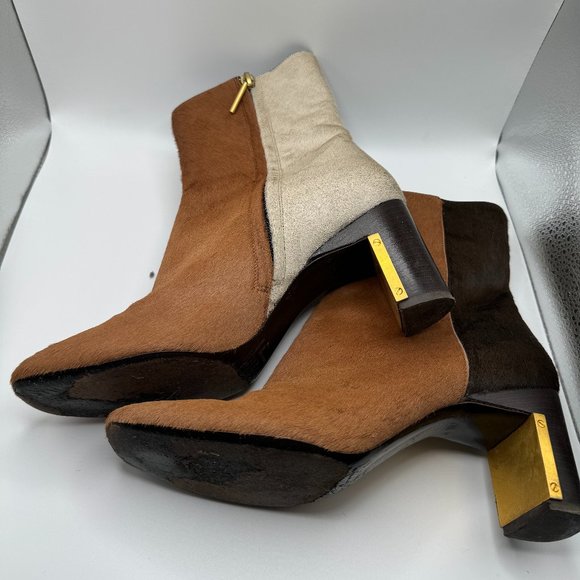 Rosetta Getty Calf Hair Two Tone Heeled Boots - Picture 2 of 4